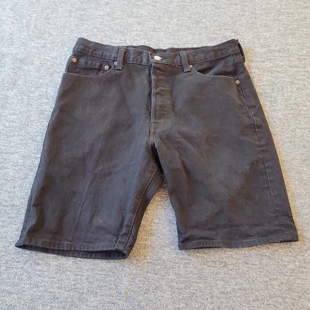 Levi 501 Shorts Jorts Men's 34 Black Regular Fit Denim Button Fly Casual Y2K